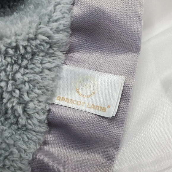 Apricot Lamb Bunny Security Baby Lovey Dark Gray Plush 12" Satin Edges Blanket - Picture 4 of 7